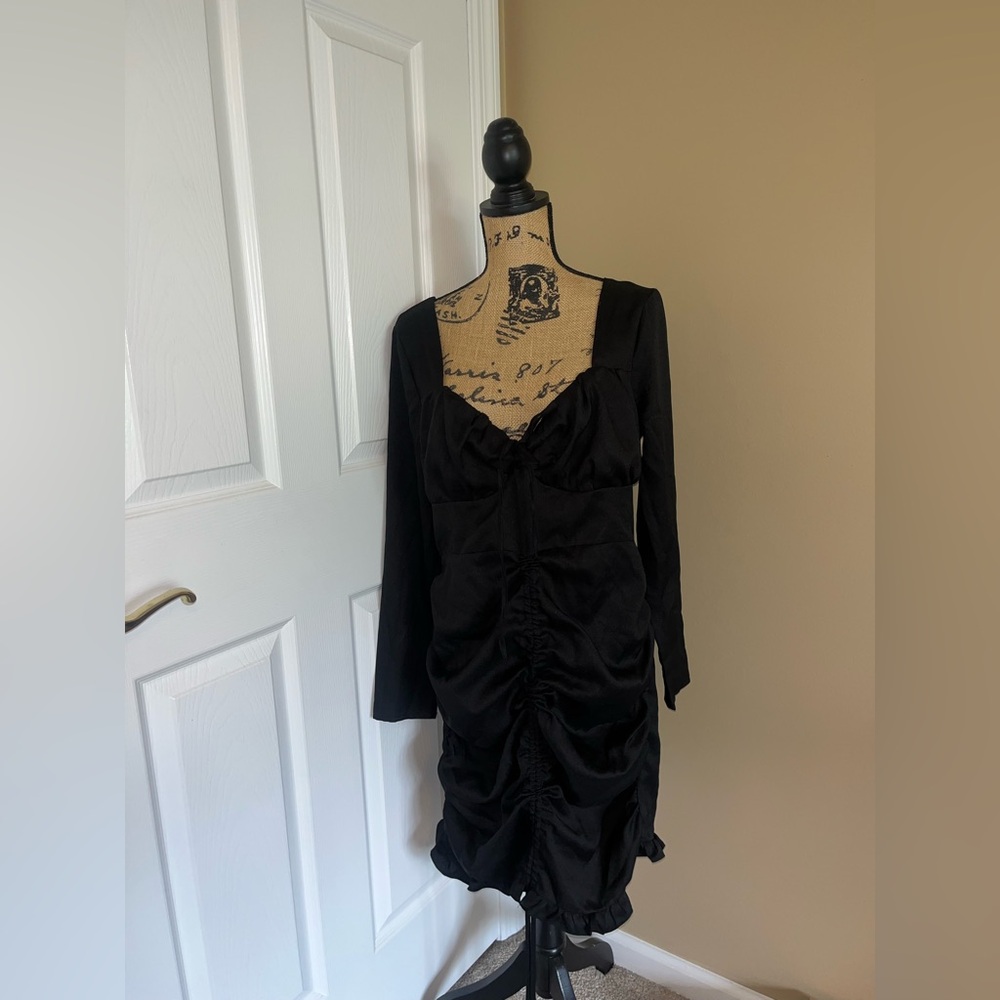 Missguided+ Black Ruched Ruffled Babydoll Dress